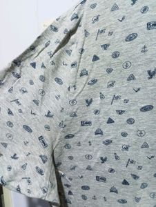 Oversized Grey Doodles Print Tshirt