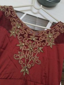 cherry red ethnic gown