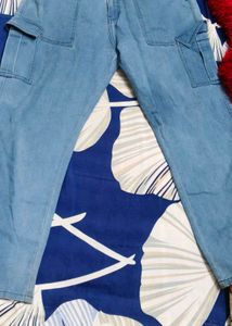 Light Blue Denim Cargo Pants