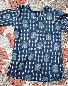 Blue Block Print Kurta