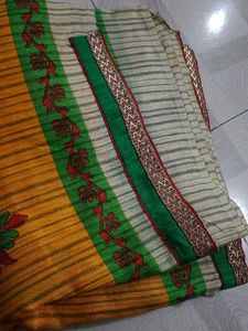 Yellow Embroidered Saree