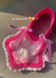 Crochet Star Sling Bag - Pink &amp; Yellow