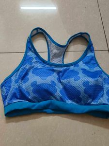Blue padded Camo Sports Bra