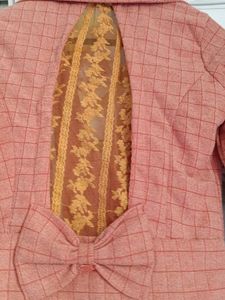 Women's Coral Checkered Blazer