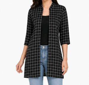 Women's Checkered Open Shrug