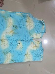 Blue Floral Print Dress Material
