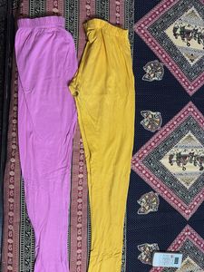 pink and yellow kurti leggings