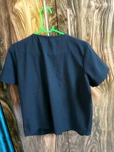 Chic Navy V-Neck Button-Up Top