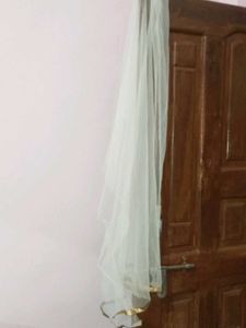 Elegant White Dupatta with Golden Border