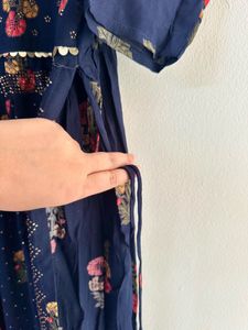 Navy Blue Nyra Cut Suit Palazzo set &amp; Lace chunni
