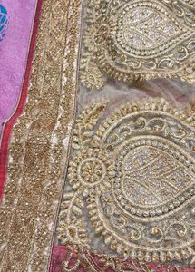 Elegant Pink &amp; Gold Embroidered Saree