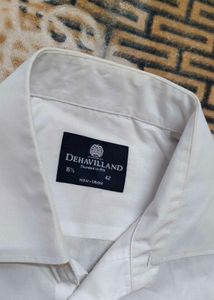 Dehavilland Men White Cotton Mix Regular Fit Shirt