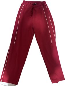 Red Track Pants with White Stripes