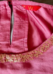 W Magenta Embellished Kurta