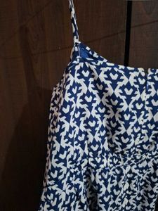 Navy &amp; White Printed Summer Dress