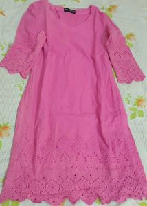 Beautiful and Elegant Rose Pink Embroidered Kurta