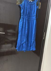 Vibrant Blue Tie-Strap Midi Dress