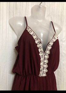 Maroon Lace Y2K jumpsuit
