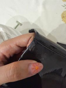 Black Patent Chunky Heel Ankle Boots