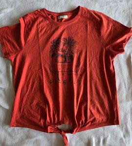 Chic Orange Tie-Back T-Shirt