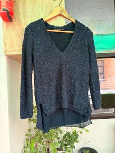 Sparkly V-Neck Tunic Top