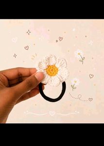 Handmade Crochet Daisy Hair Tie