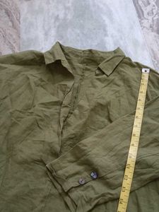 Oversized Green Linen Blend Shirt