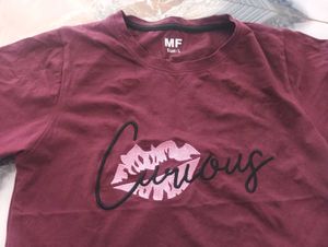 Maroon "Curious" Graphic T-Shirt
