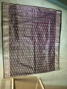 Elegant Purple Saree with Gold Motifs