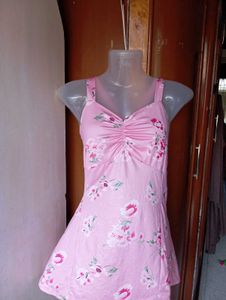 Pink Floral Ruffle Tank Top