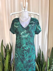 Imported V-Neck Tropical Print Maxi Dress
