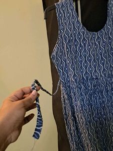 Blue Printed Ethnic Gown