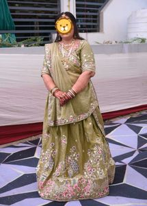 Olive Green Embroidered Lehenga Choli