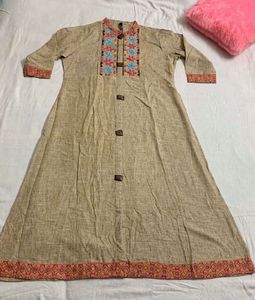 🆕Embroidery Pure Cotton Kurta (XXL)