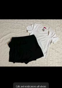 Classic White Top and Black Skirt Set
