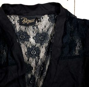 Black Floral Lace Open Front ShrugCardigan