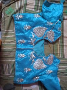 Sea-green Colour Designer Blouse (Half Sleeve)