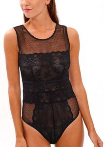Sheer Black Lace Bodysuit