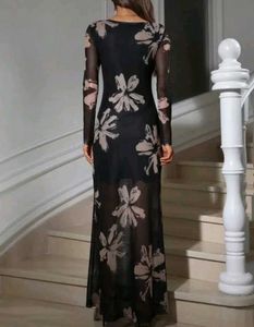 Elegant Floral Sheer Maxi Dress