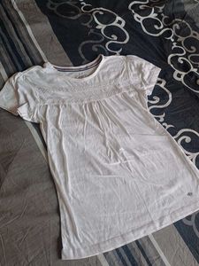 White Lace Trim Tee