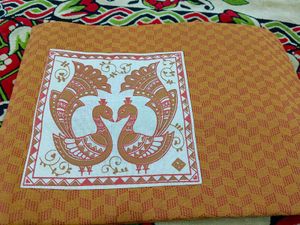 Peacock patchwork attached dress material