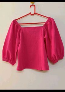 Pink Puff Sleeves Top
