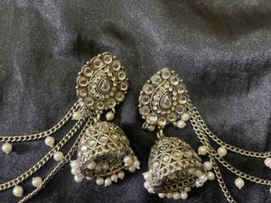 Earrings with Hair Chain