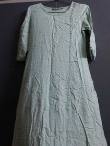 Light Blue Striped Kurta with Silver Detail