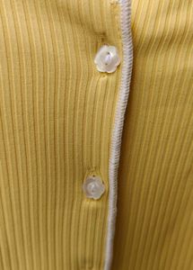 Yellow Ribbed Button-Up Top