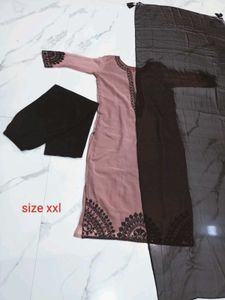 Elegant Mauve Embroidered Kurta Piece 3pc xxl