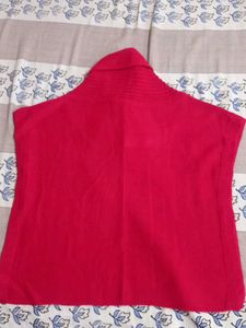 Red Knit Poncho Sweater