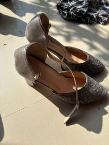 Sparkling Grey Embellished Heels