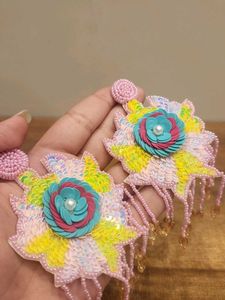 Handmade Beaded Floral Statement Earrings