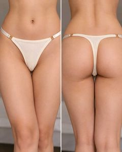White Ribbed Thong Panty